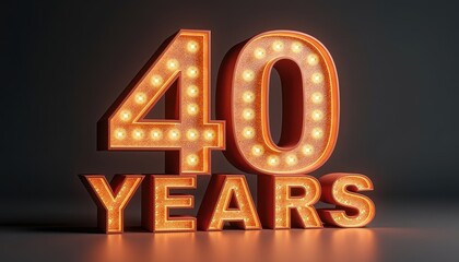 40 forty years anniversary 3D text typography illustration. Celebration, party, ceremony concept graphic element.