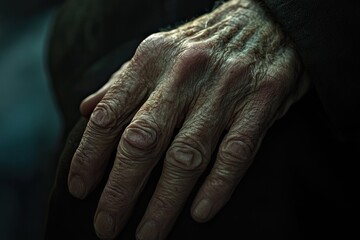 Fototapeta premium portrait of an old left hand with soft light