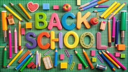 Fototapeta premium Back To School Typography and Welcome Back To School Text Illustration