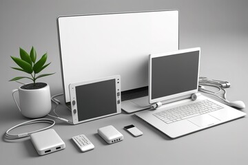 Digital device blank mockup isolated background generative ai