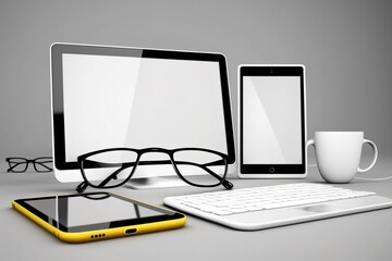 Digital device blank mockup isolated background generative ai