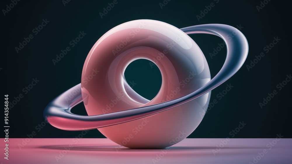 Aufkleber abstract 3d illustration of a smooth translucent volume object with a morphing liquid form against a