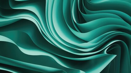Obraz premium Gentle Teal Abstract Curved Paper Background Design with Soft Lighting