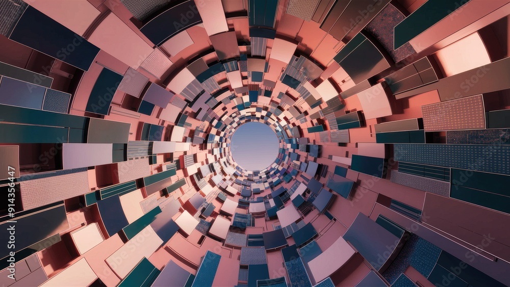 Poster geometric shapes in abstract architectural design 3d render background