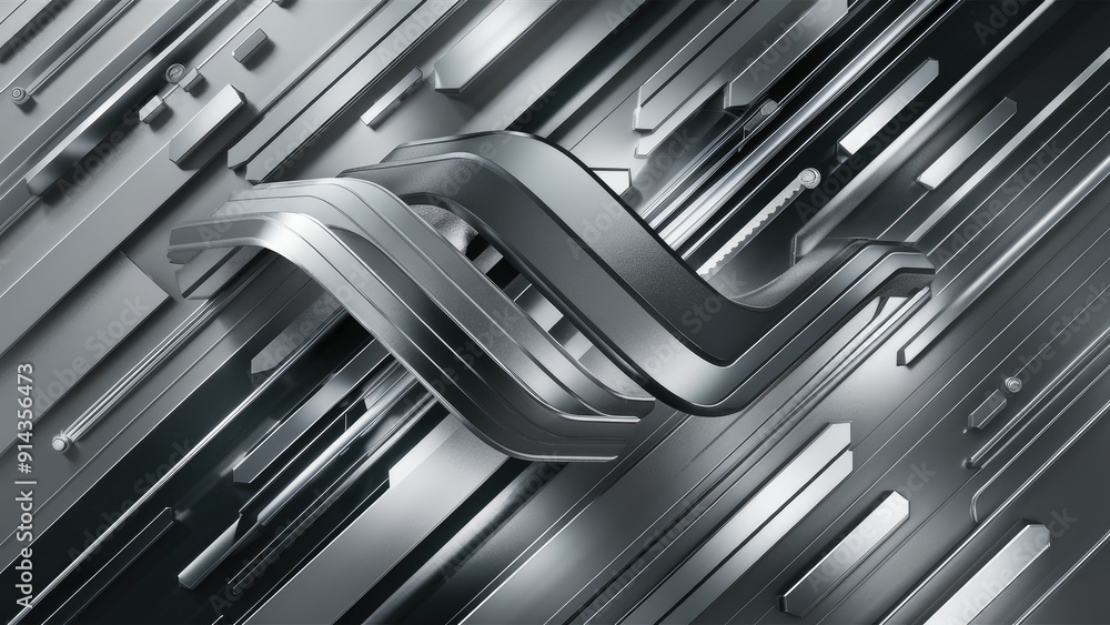 Poster Sleek abstract diagonal background featuring a soft gradient of light gray silver and black complemented by a textured metallic appearance and smooth lines