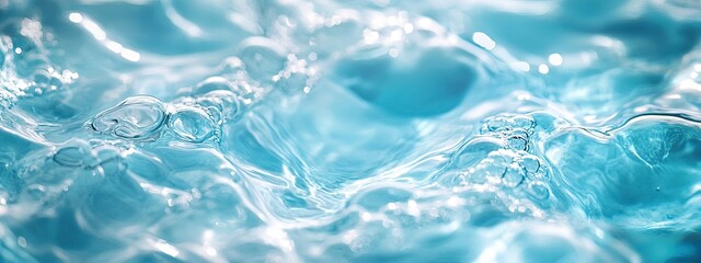 Fototapeta premium light teal blue clear water surface banner background, product advertisement banner concept