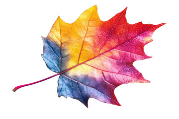 Obraz premium Vibrant autumn leaf showcasing a beautiful gradient of colors, symbolizing the transition of seasons in nature.