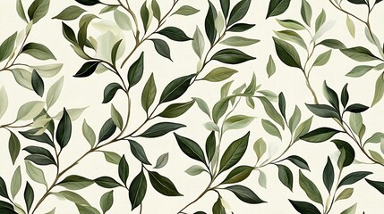 Watercolor Illustration of Lush Green Leaves on a White Background
