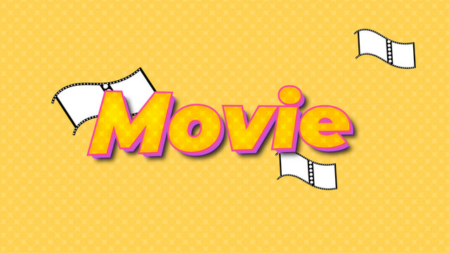 Movie editable text effect on yellow background - Powered by Adobe