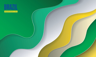 Green yellow paper cut background design with waving of stacked green and yellow shapes