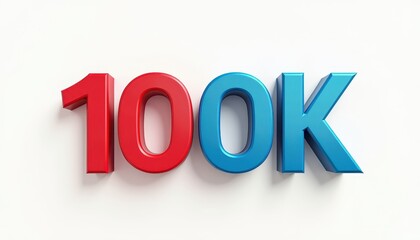 100 K number typography. One hundred thousand follower, celebration concept social media post banner design.
