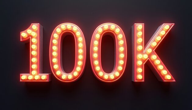 100 K number typography. One hundred thousand follower, celebration concept social media post banner design.