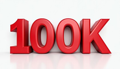 100 K number typography. One hundred thousand follower, celebration concept social media post banner design.