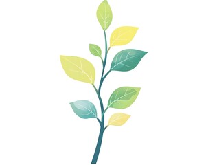 Watercolor illustration of a green and yellow leaf branch