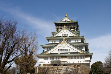 The osaka castle in the big castle and most famous in osaka japan