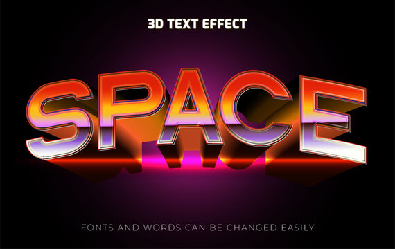 Retro space 3d editable text effect style