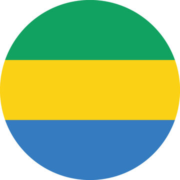 Round Gabon flag . Gabonese circle shape . Gabon flag button . Vector illustration
