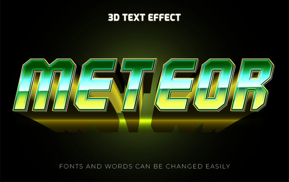 Meteor retro 3d editable text effect style