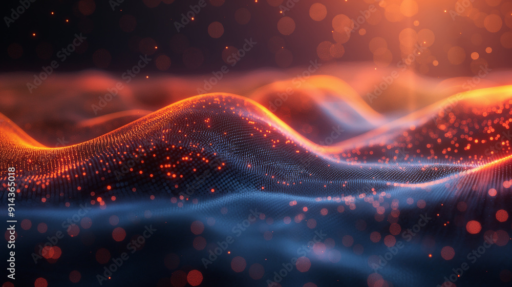 Aufkleber abstract digital wave of glowing particles in a futuristic gradient background