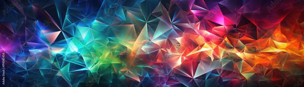 Poster 3d geometric fractals with intricate patterns, colorful abstract