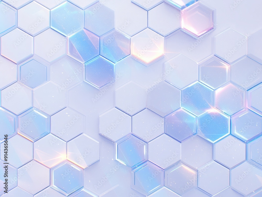 Poster 3d geometric honeycomb pattern with depth and lighting, futuristic