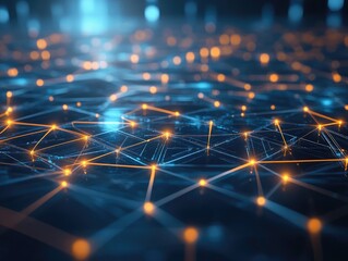 Fototapeta premium Geometric tech lines with glowing nodes, modern technology