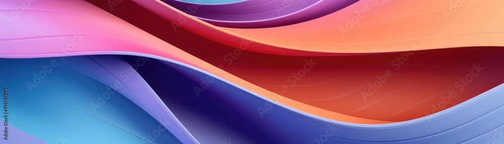 Poster abstract 3d geometric waves with sharp curves, vibrant design