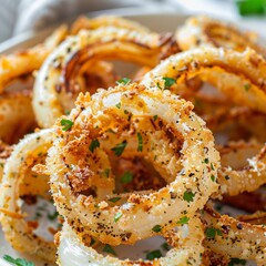 Crispy Fried Onion Rings with Parsley and Spices
