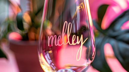 Pink Wine Glass with Personalized Name