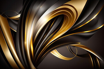 Abstract background with golden and black swirling shapes.
