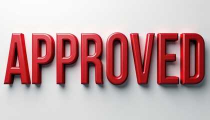 Approved word 3D text typography design. Three dimensional lettering banner illustration