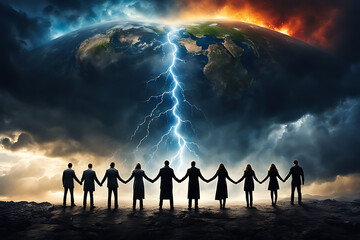Unity in Diversity: Human Chain Embracing Earth
