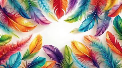 Elegant pattern design with colorful feathers , decorative, texture, fashion, vibrant, bohemian, artistic, exotic