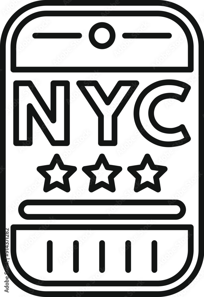 Poster nyc label with three stars showing high quality rating