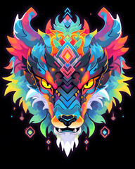 Fototapeta premium Geometric Dragon head art nouveau illustration