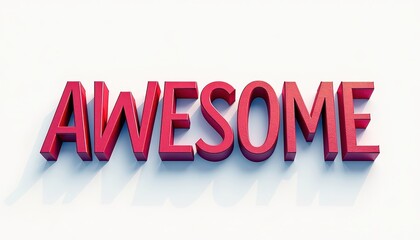 Fototapeta premium AWESOME 3D text typography design. Trendy clean three dimensional lettering illustration.