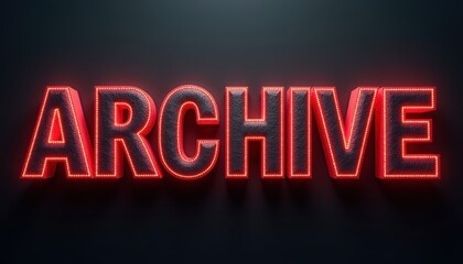 ARCHIVE word lettering, 3D typography. Three dimensional text design.
