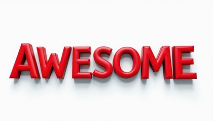 Fototapeta premium AWESOME 3D text typography design. Trendy clean three dimensional lettering illustration.