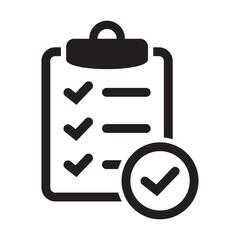 Clipboard with check mark icon isolated on background. Checklist sign symbol for web site and app design.