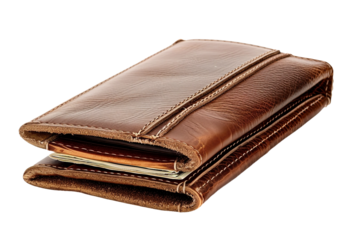 Designer Checkbook Leather Wallet Isolated on Transparent Background