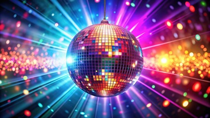 Colorful disco ball sphere with vibrant lights creating a festive party atmosphere, disco ball, sphere, colorful