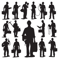Set of a Labor Day vector silhouette design