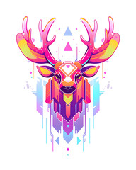 Naklejka premium Geometric Moose head art nouveau illustration
