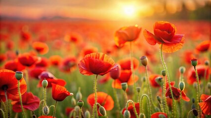 Field of blooming red poppies, poppy, field, red, nature, flowers, bloom, vibrant, meadow, landscape, summer, beauty