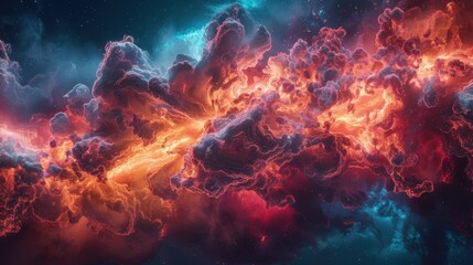 Fototapeta premium Stunning Cosmic Nebula with Vivid Colors in Outer Space