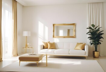 White and gold theme interior modern minimalism photo realism neww Style 3d Paints Doodle Illustration Deep View High Results 4k HD