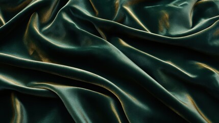 Fototapeta premium Luxurious Green Velvet Fabric with Golden Highlights
