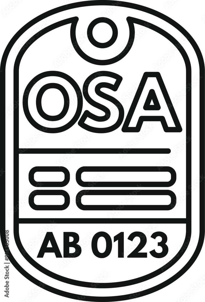 Poster simple line icon of an occupational safety and health administration tag hanging with empty space fo
