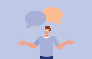 Man with thought bubble. Character vector design. Flat illustration style.