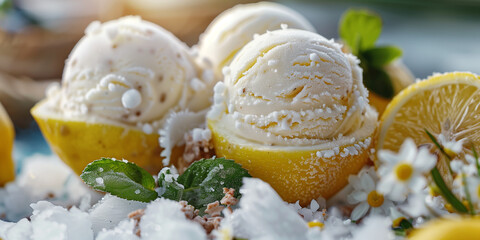 Lemon Sorbet Served in a Lemon Shell